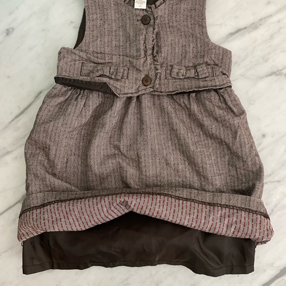 Janie and Jack Herringbone Brown Bow Dress Size 3 - Picture 6 of 8